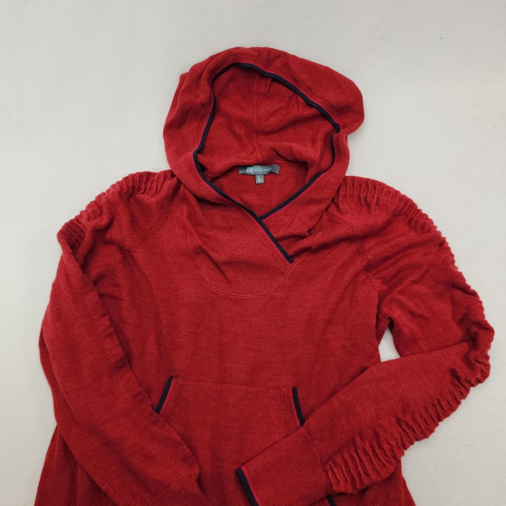 Title Nine Red Merino Wool Blend Pullover Hoodie Kangaroo Pocket Size L